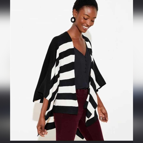LOFT Sweaters - LOFT Poncho Striped